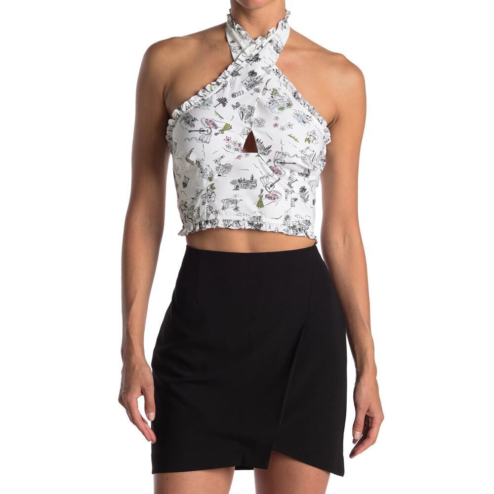 New LIKELY Norma Halter Top in White Multicolor Women's Size M